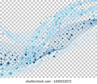 Abstract water background with transparency grid on back. Vector Illustration.