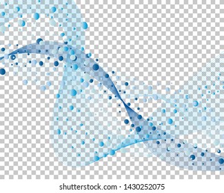 Abstract water background with transparency grid on back. Vector Illustration.