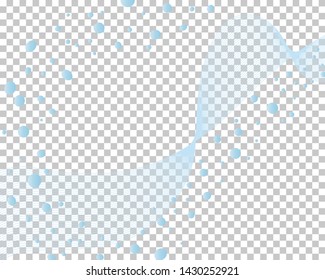 Abstract water background with transparency grid on back. Vector Illustration.