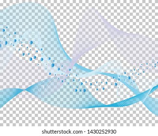 Abstract water background with transparency grid on back. Vector Illustration.