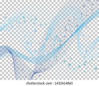 Resumen del fondo del agua con rejilla de transparencia en la parte posterior. Ilustración vectorial.