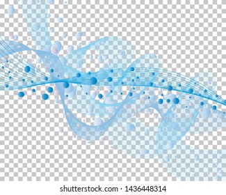 Abstract water background with transparency grid on back. Vector Illustration.