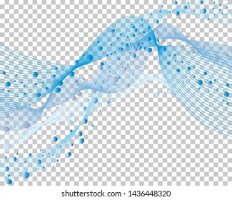 Abstract water background with transparency grid on back. Vector Illustration.