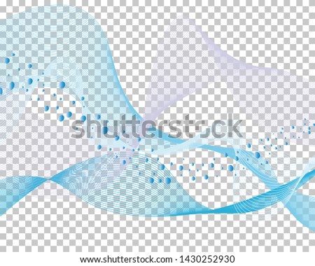 Abstract water background with transparency grid on back. Vector Illustration.