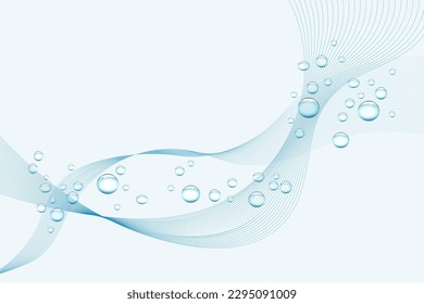 Resumen del fondo del agua, olas y burbujas. Delicados colores azules. Ilustración del vector	