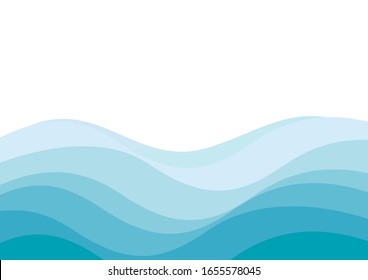 Abstract water blue waves isolated on white background vector illustration.