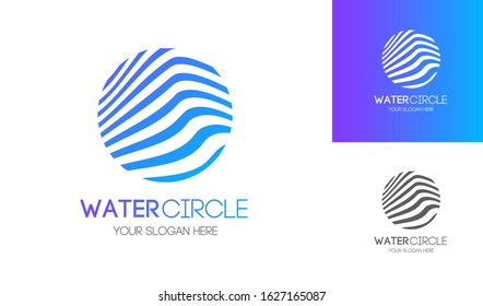 Abstract water circle logo modern style for plumbing service, motion wave sign, aqua fresh emblem, ecological company, medical center, chemical firm, food shop, poster, cover, banner, placard. 10 eps
