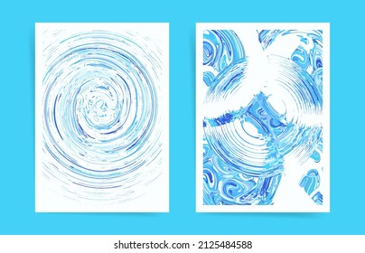 Abstract water circles background set. Vector aesthetic illustrations.	