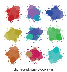Abstract water color ink stains and with drops, stains, spots on white background. modern decor, banners and brochures. Vector illustration.