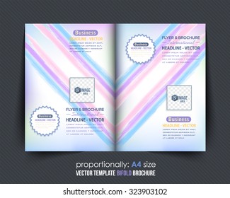 Abstract Water Color Lines Bi-Fold Brochure Design. Corporate Leaflet, Cover Template