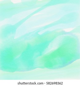 Abstract Water Color Paint In Green Color Of Fresh Mood. Template Design For Art Background In Vector Illustration