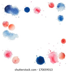 Abstract water color template hand paint on white background. Vector watercolor composition for scrapbook. Artistic illustration for your design.