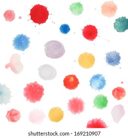 Abstract water color template handpaint on white background. Vector watercolor composition for scrapbook elements.