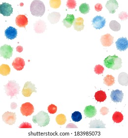 Abstract water color template handpaint on white background. Vector watercolor composition for scrapbook. Artistic illustration for your design.