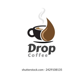 abstract water drop drink with mug cup logo icon symbol design template illustration inspiration