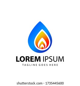 Abstract Water Drop Fire Logo Design Template Vector Premium
