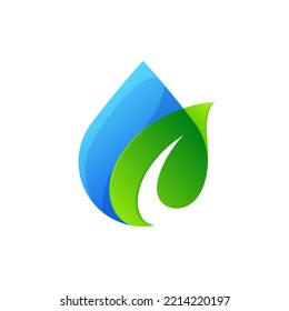 Abstract Water Drop and Green Leaf Logo Shape Symbol Nature Logo