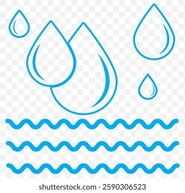 Abstract water drop icon logo pure blue color pure nature. Waters Splash, Blue water splash or drops isolated on cream background, rain splash, rain drop, water drop. Water drop icon. EPS 10.