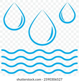 Abstract water drop icon logo pure blue color pure nature. Waters Splash, Blue water splash or drops isolated on cream background, rain splash, rain drop, water drop. Water drop icon. EPS 10.