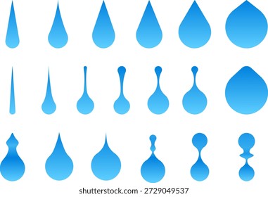 Formas líquidas Abstractas de la gota de agua fijadas con el gradiente azul