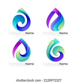 Abstract water drop logo with blue color, drop icon