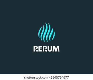 Abstract water drop logo from colorful waves or stripes. Aqua freshness symbol. Creative satellite technology communications vector sign.