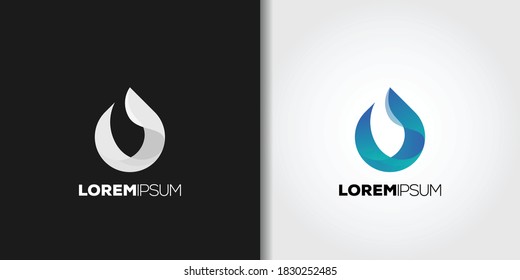 abstract water drop logo set idea template vector