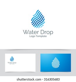 Abstract water drop logo template. Corporate branding identity. Made of lines icon