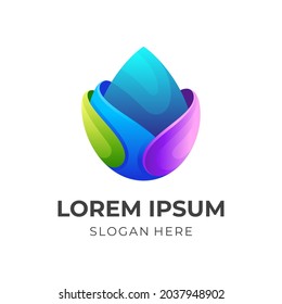 abstract water drop logo vector, modern style colorful