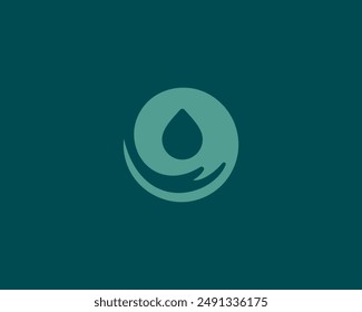 Abstractas gota de agua sobre el diseño del logotipo de la mano humana. Símbolo acuático líquido. Ilustración vectorial