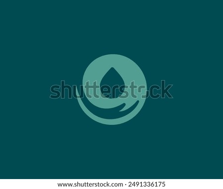 Abstract water drop over human hand logo design. Liquid aqua symbol. Vector illustration