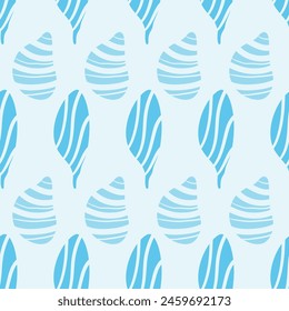 Abstract water drop shapes seamless pattern. Vector hand drawn flat illustration.