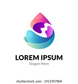 Abstract water drop wave logo design concept with gradient colors