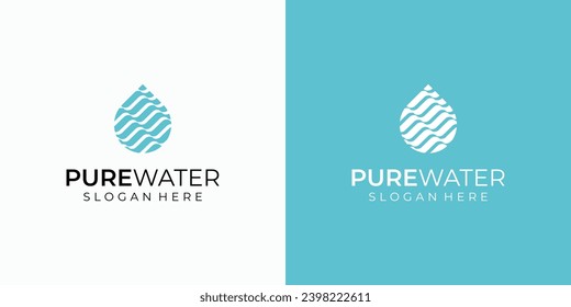 Abstract water drop wave vector logo design