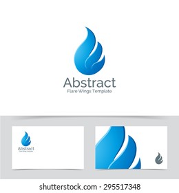 Abstract Water Drop Wings logo template on dark background. Corporate branding identity