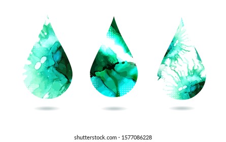 Abstract water droplets of watercolor. Vector illustration