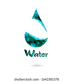 Abstract water droplets of watercolor. Vector illustration
