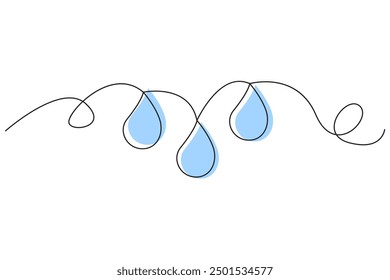 Abstract water drops. Blue droplets with black outline. Minimalist vector art.
