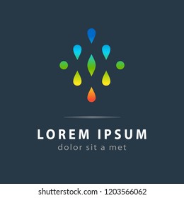 Abstract water drops logo. Creative logotype, modern colored symbol, icon template design