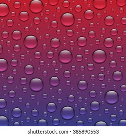 Abstract water drops on glass, Bright color design, Vivid vector background.