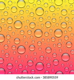 Abstract water drops on glass, Bright color design, Vivid vector background.