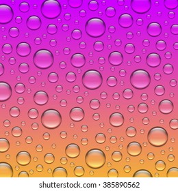 Abstract water drops on glass, Bright color design, Vivid vector background.