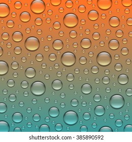 Abstract water drops on glass, Bright color design, Vivid vector background.