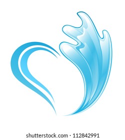 Abstract water icon with heart element