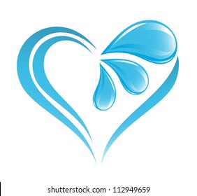 Abstract water icon with heart element