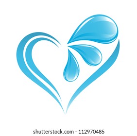 Abstract water icon with heart element