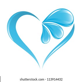 Abstract water icon with heart element