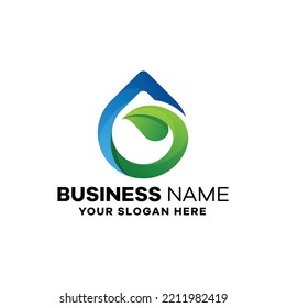 Abstract Water Leaf Gradient Logo