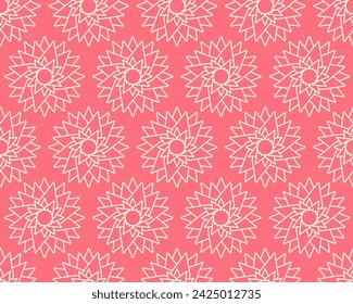 Abstract water lily with beige white outlines on soft pastel vintage pink