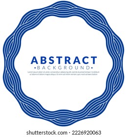 Abstract water line round frame. Circle frames with blue wave patterns isolated on white background. Japanese style concept. Border template.